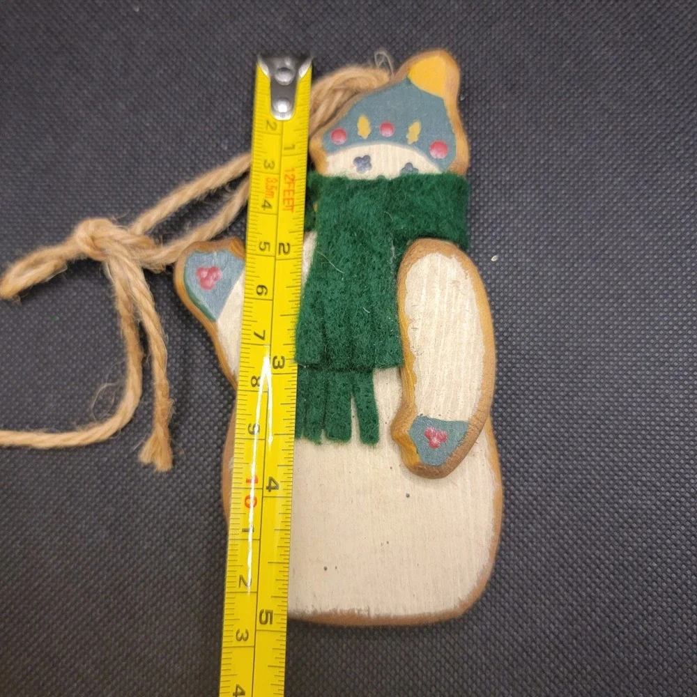 Vintage Wooden Snowman With Scarf